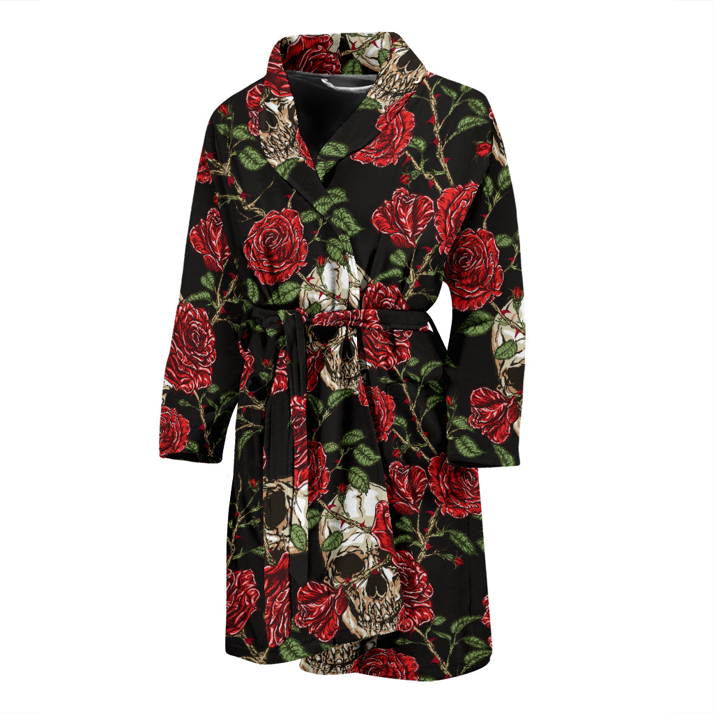Skull And Roses Print Design LKS303 Men Bathrobe