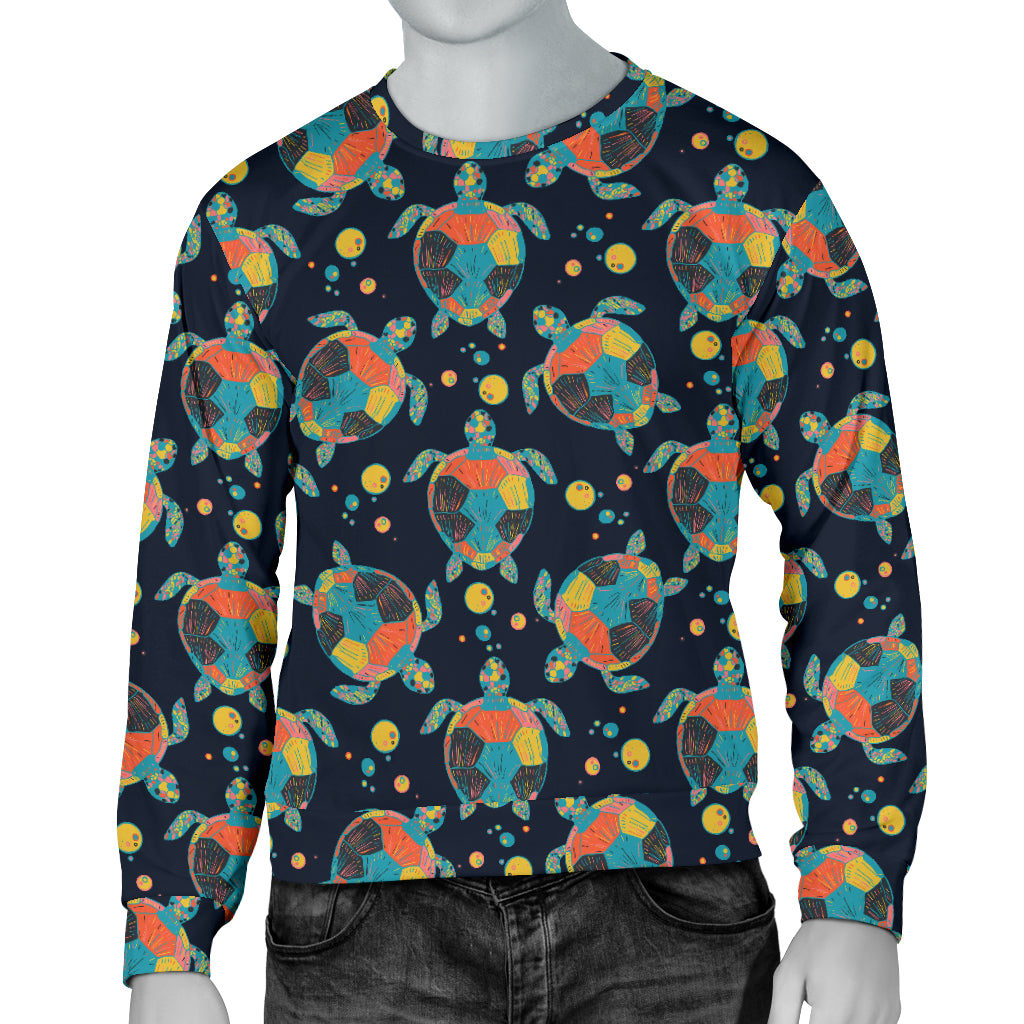 Sea Turtle Colorful with bubble Print Men Long Sleeve Sweatshirt