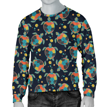 Sea Turtle Colorful with bubble Print Men Long Sleeve Sweatshirt