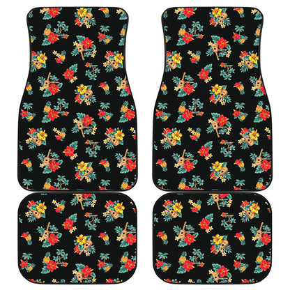 Hawaiian Flower Themed Print Car Floor Mats Front Back