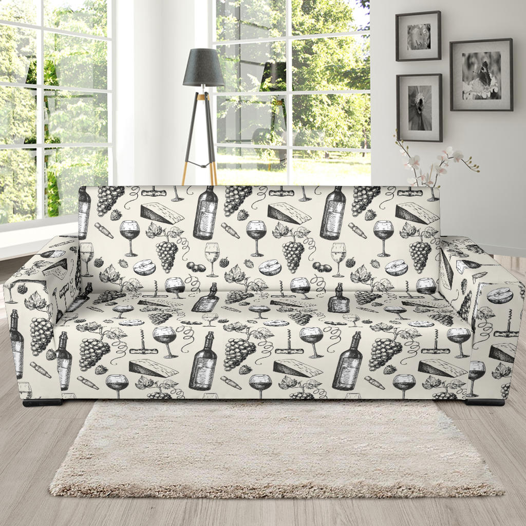 Wine Themed Print Design LKS306 Sofa Slipcover