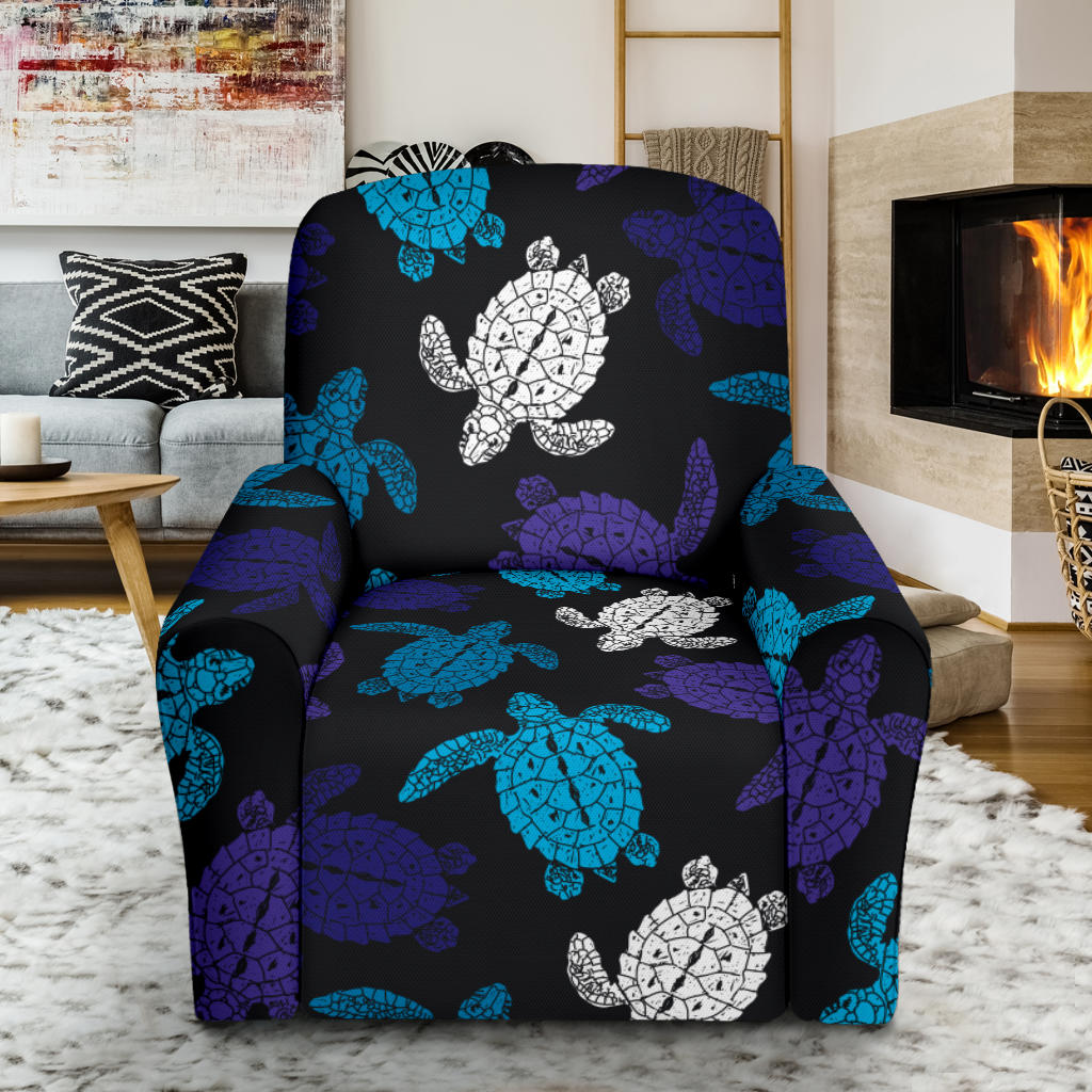 Sea Turtle Print Design LKS306 Recliner Slipcover with Pocket