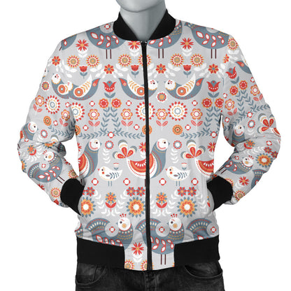 Swedish Nordic Design Print Men Bomber Jacket