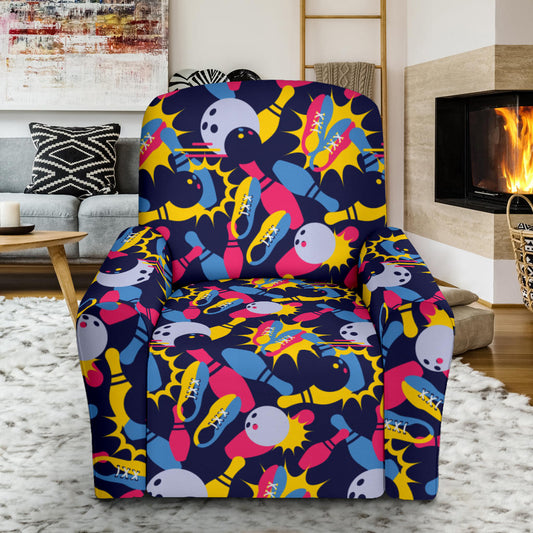 Bowling Pattern Print Design 02 Recliner Slipcover with Pocket