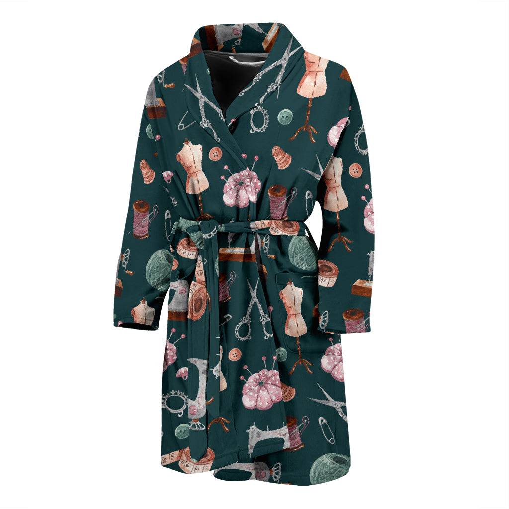 Sewing Equipment Print Design LKS307 Men Bathrobe