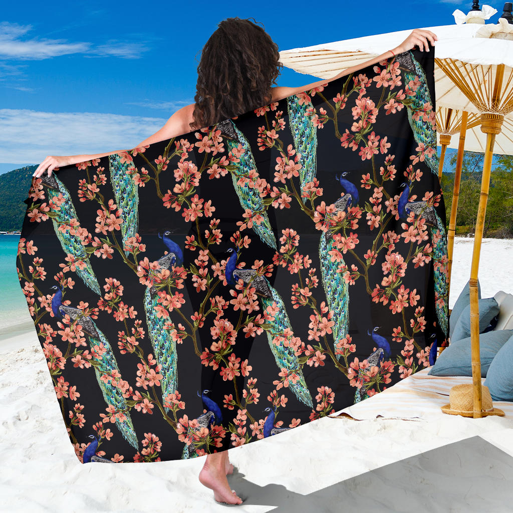 Peacock Pattern Print Design A01 Sarong Pareo Wrap