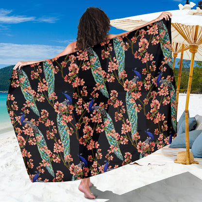 Peacock Pattern Print Design A01 Sarong Pareo Wrap