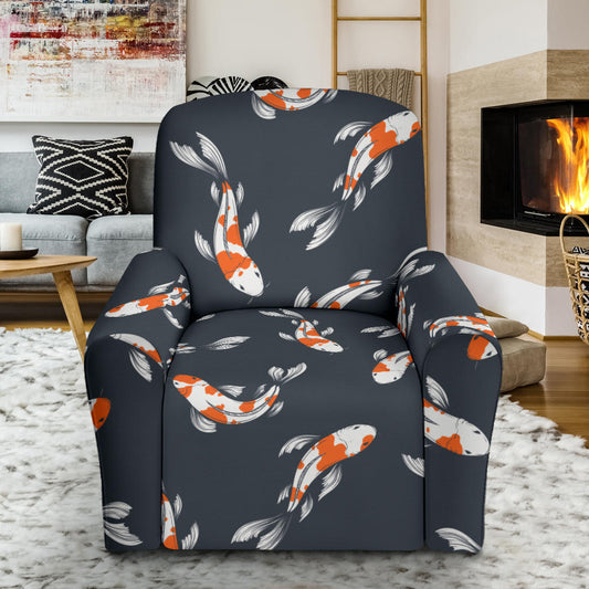 KOI Fish Pattern Print Design 04 Recliner Slipcover with Pocket
