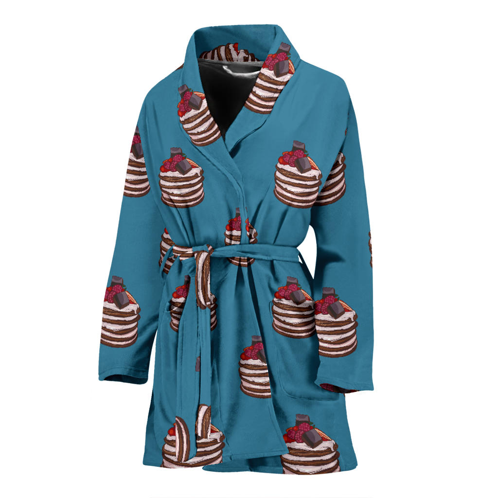 Pancake Pattern Print Design A03 Women Bathrobe