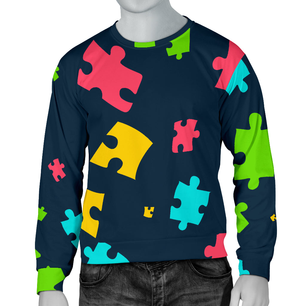 Autism Awareness Colorful Design Print Men Long Sleeve Sweatshirt