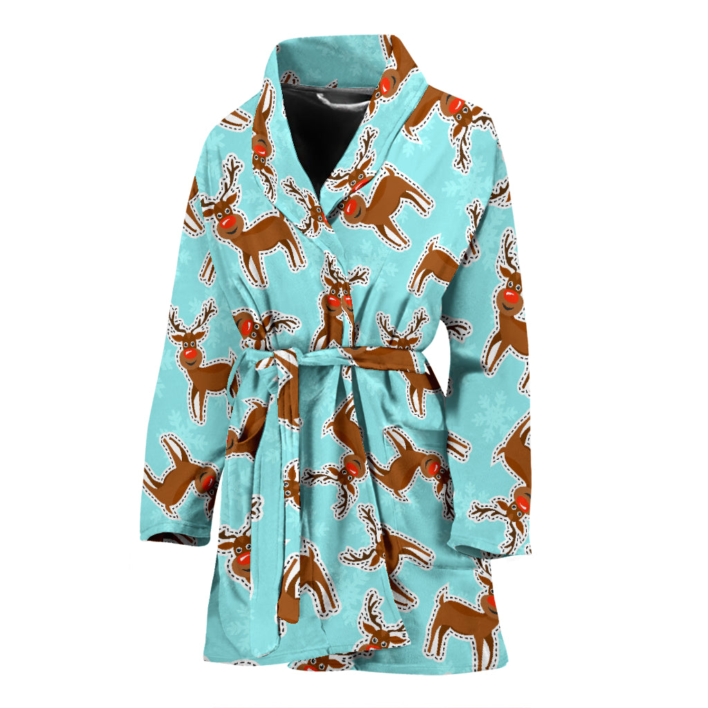 Reindeer Print Design LKS403 Women Bathrobe
