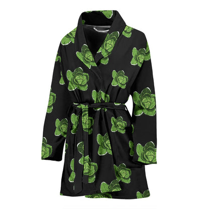 Cabbage Pattern Print Design 03 Women Bathrobe