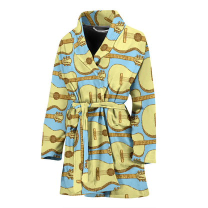 Acoustic Guitar Pattern Print Design 03 Women Bathrobe