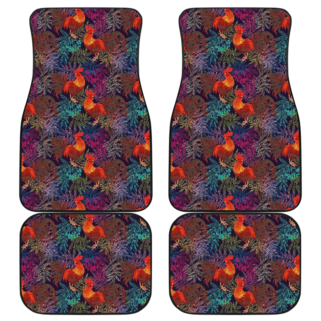 Rooster Print Style Car Floor Mats Front Back