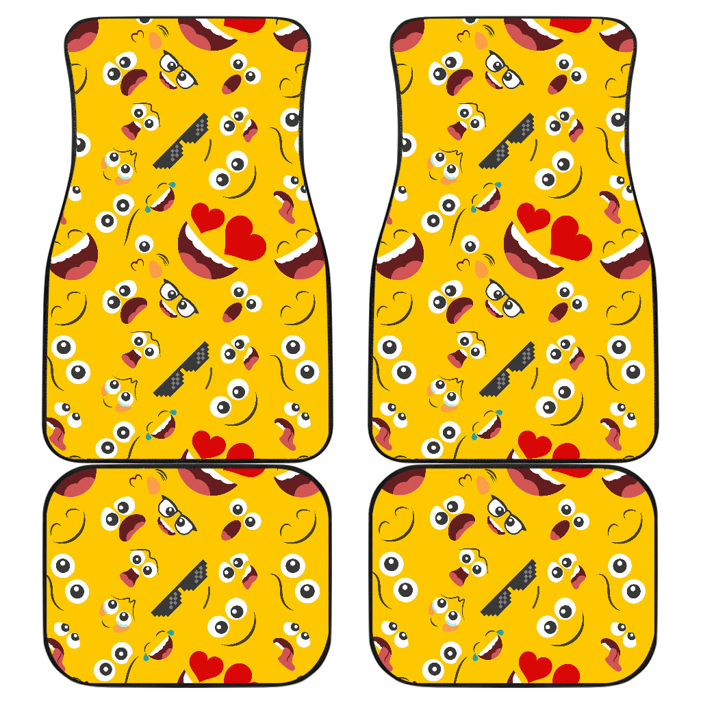 Emoji Face Print Pattern Car Floor Mats Front Back