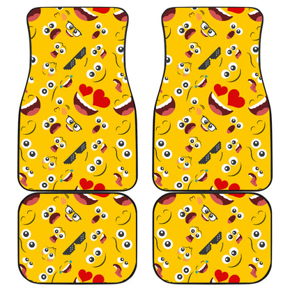 Emoji Face Print Pattern Car Floor Mats Front Back