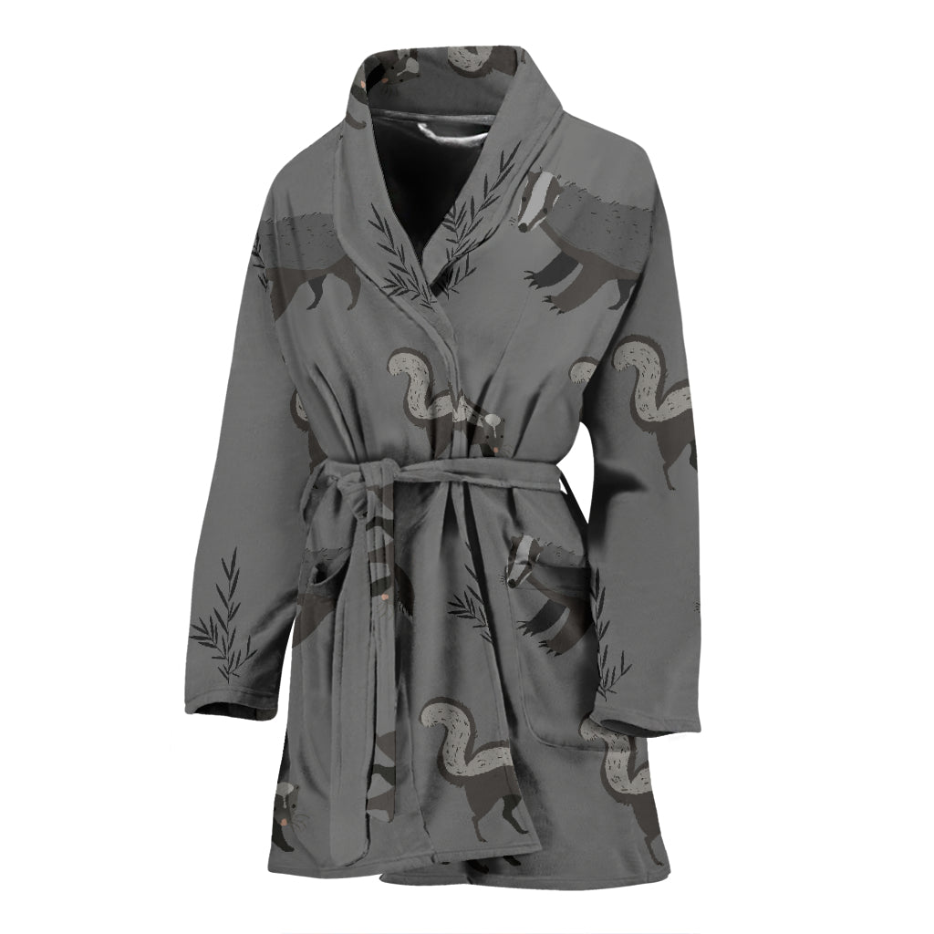 Skunk Print Design LKS301/womenbathrobe.jpg Women Bathrobe