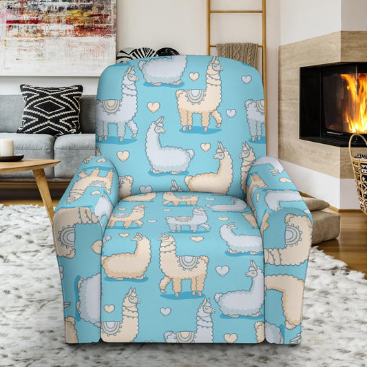 Alpaca Pattern Print Design 06 Recliner Slipcover with Pocket