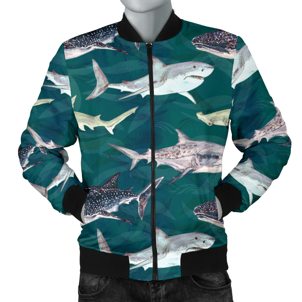 Shark Style Print Men Bomber Jacket