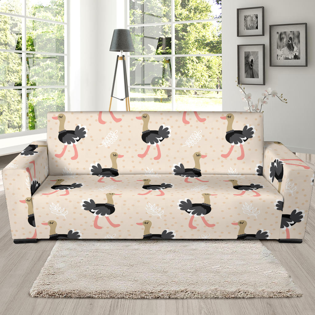 Ostrich Pattern Print Design 02 Sofa Slipcover