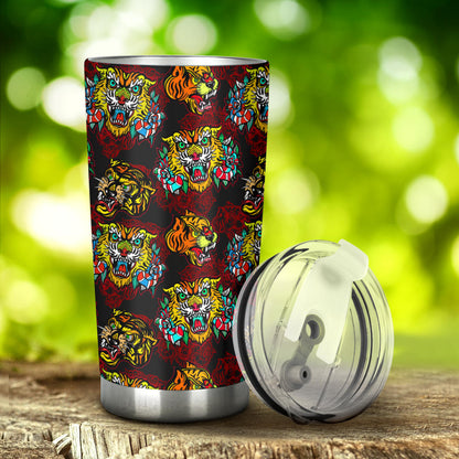 Tattoo Tiger Colorful Design Tumbler