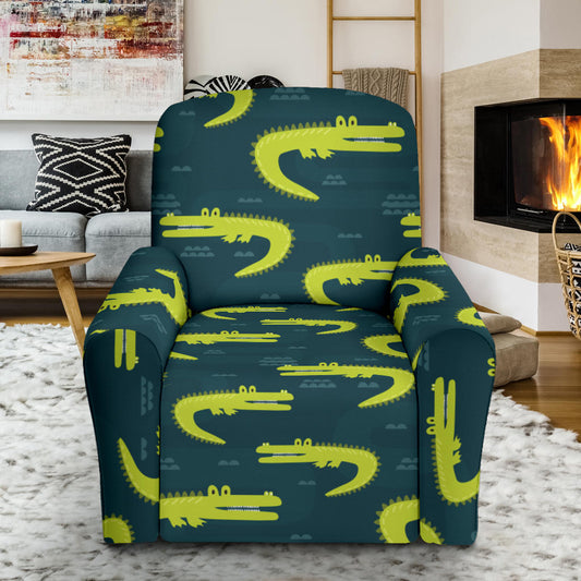 Alligator Pattern Print Design 03 Recliner Slipcover with Pocket