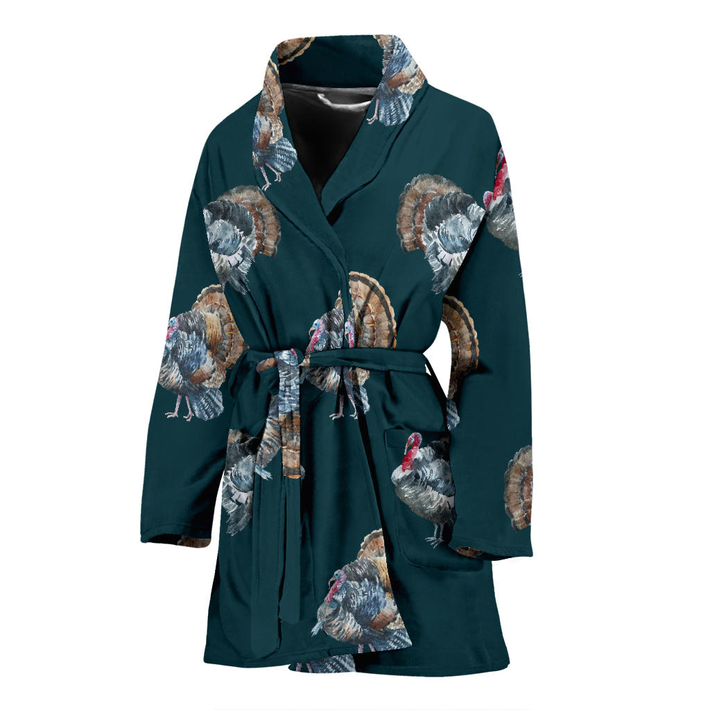 Turkey Pattern Print Design 03 Women Bathrobe