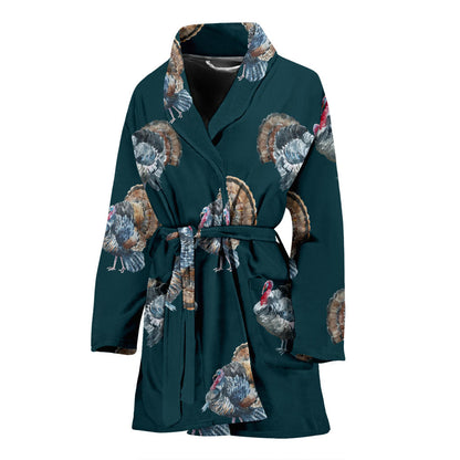 Turkey Pattern Print Design 03 Women Bathrobe