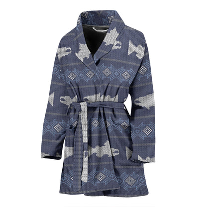 Salmon Fish Knit Style Print Design LKS304 Women Bathrobe