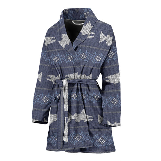 Salmon Fish Knit Style Print Design LKS304 Women Bathrobe