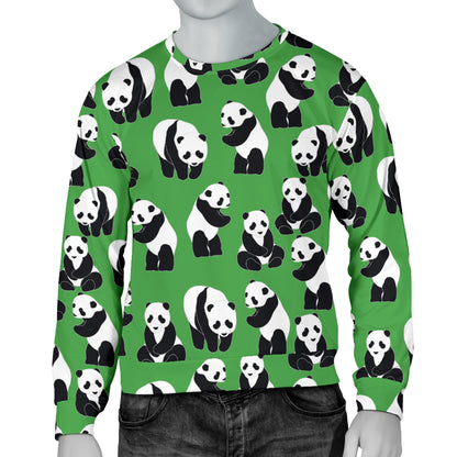 Panda Bear Pattern Themed Print Men Long Sleeve Sweatshirt