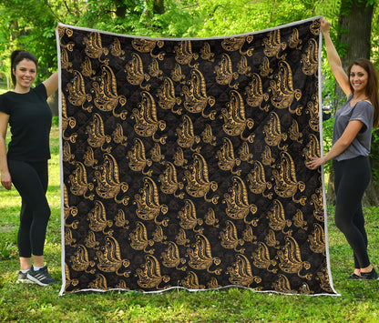 Owl Tribal Polynesian Design Print Quilt Bedspread