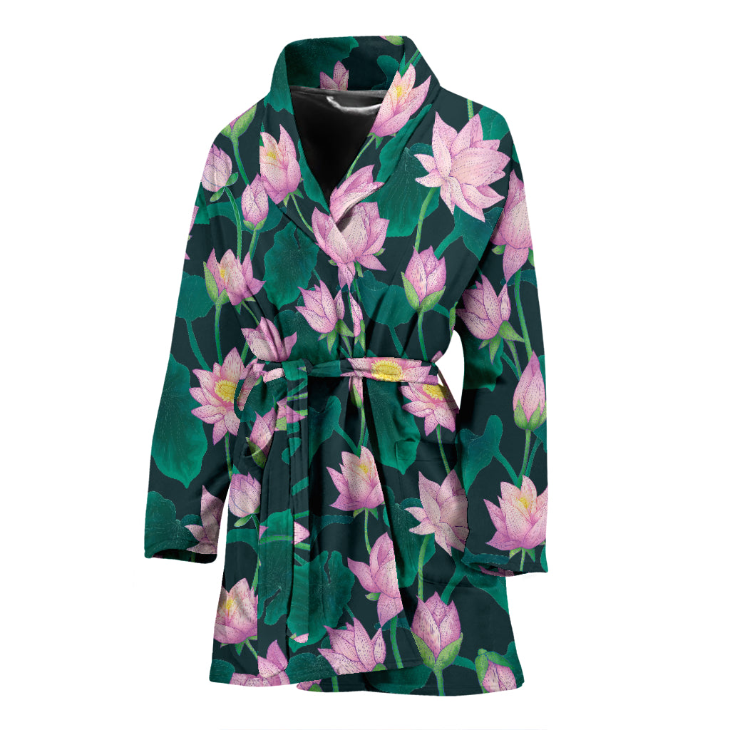 Water Lily Print Design LKS302 Women Bathrobe