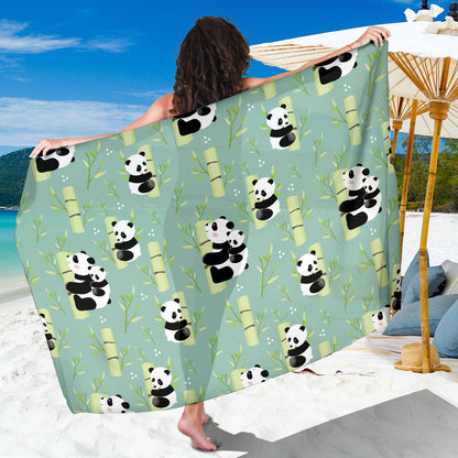 Panda Pattern Print Design A03 Sarong Pareo Wrap
