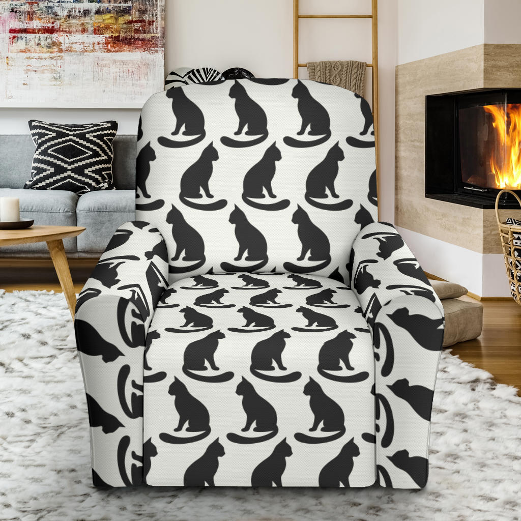 Black Cat Pattern Print Design 02 Recliner Slipcover with Pocket