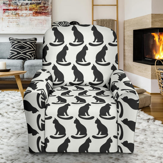 Black Cat Pattern Print Design 02 Recliner Slipcover with Pocket