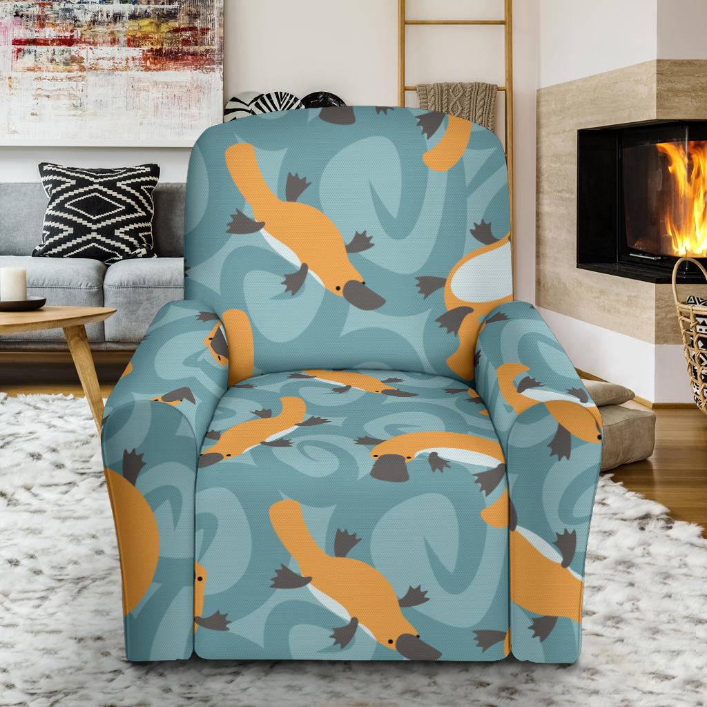 Platypus Pattern Print Design A01 Recliner Slipcover with Pocket