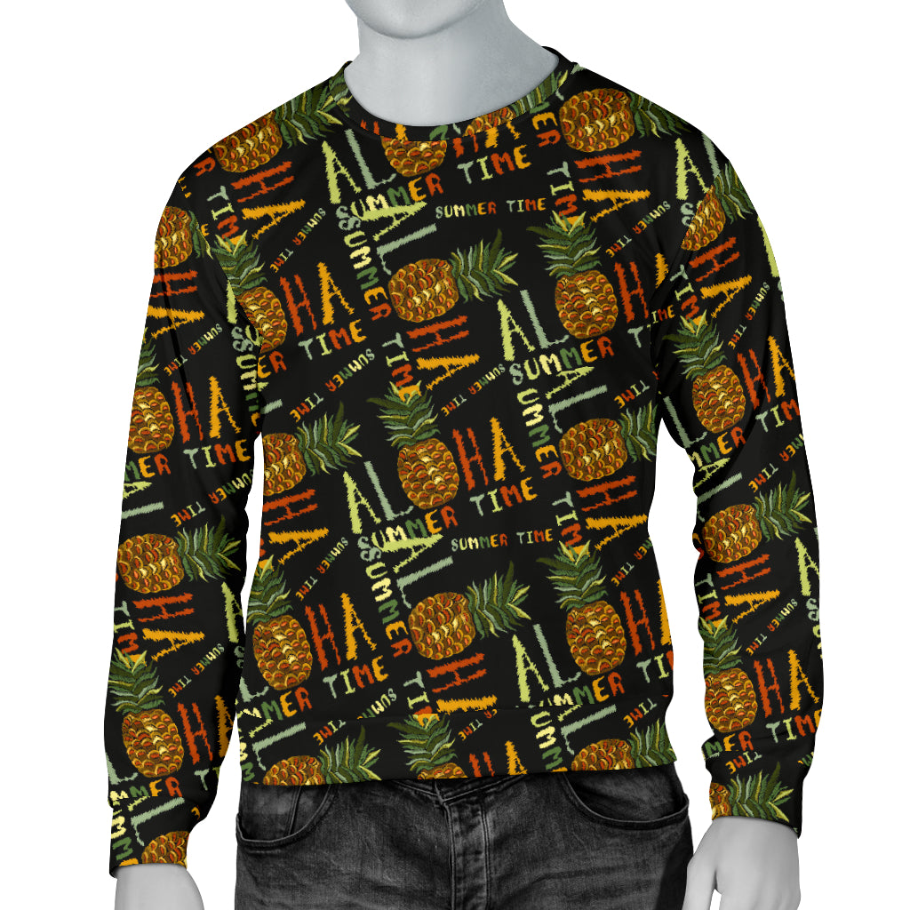 Aloha Hawaii Time Design Themed Print Men Long Sleeve Sweatshirt