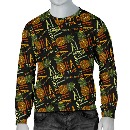 Aloha Hawaii Time Design Themed Print Men Long Sleeve Sweatshirt