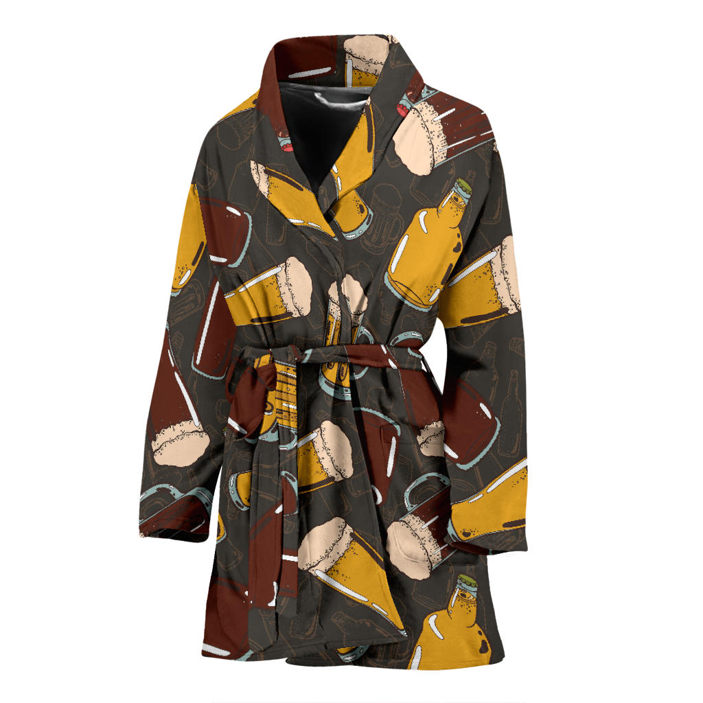 Beer Pattern Print Design 03 Women Bathrobe