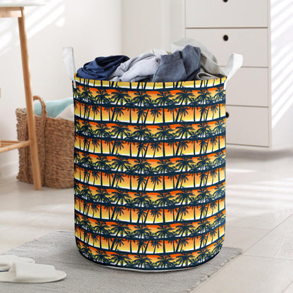 Palm Tree Sunset Design Print Laundry Basket