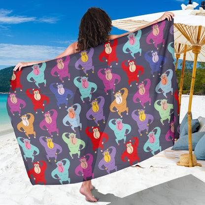 Chimpanzee Pattern Print Design 03 Sarong Pareo Wrap