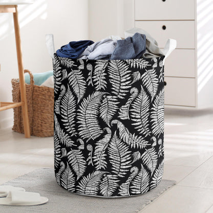 Fern Leave Black White Print Pattern Laundry Basket