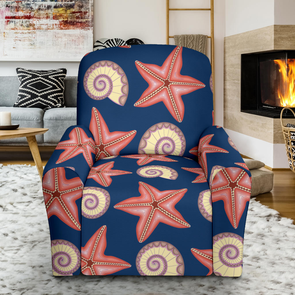 Starfish Pattern Print Design 03 Recliner Slipcover with Pocket