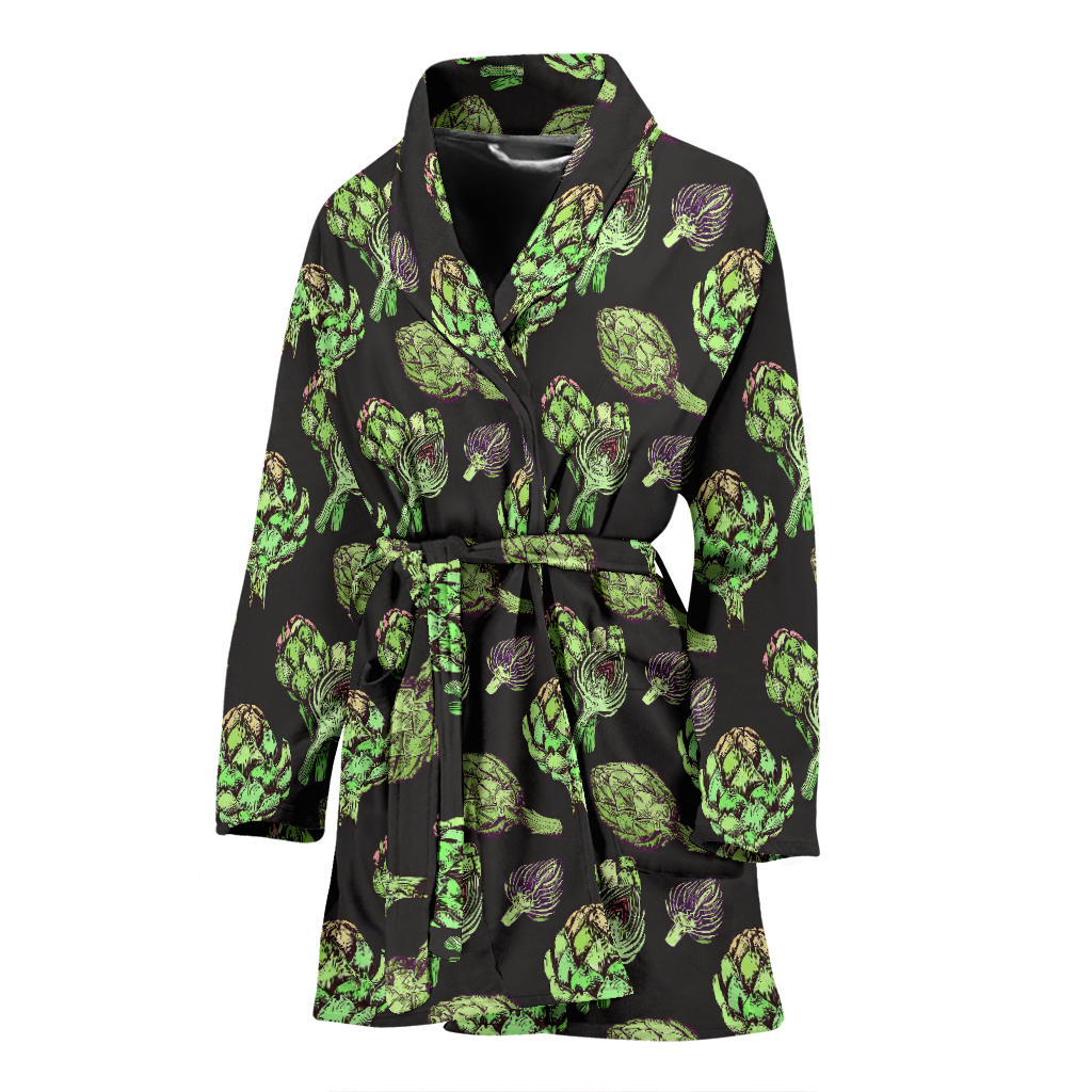 Artichoke Pattern Print Design 02 Women Bathrobe