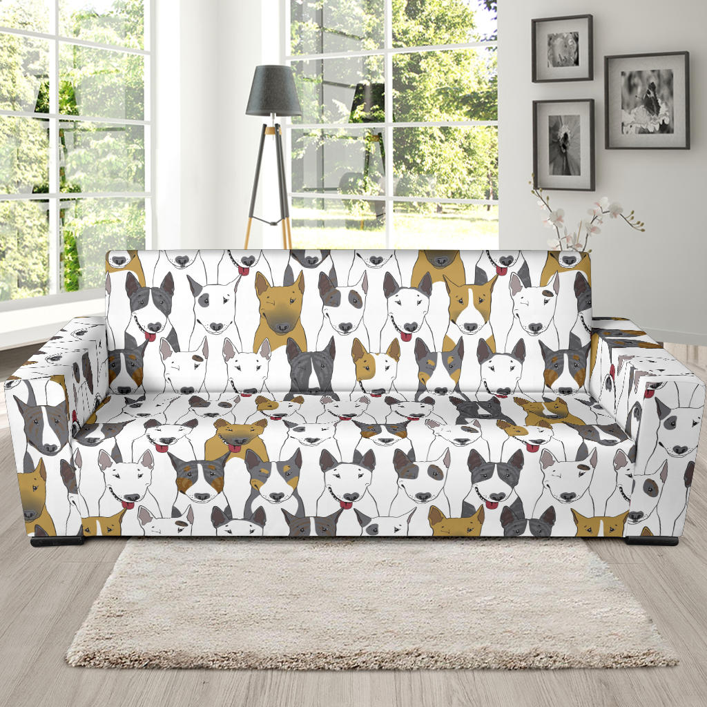 Bull Terriers Pattern Print Design 03 Sofa Slipcover