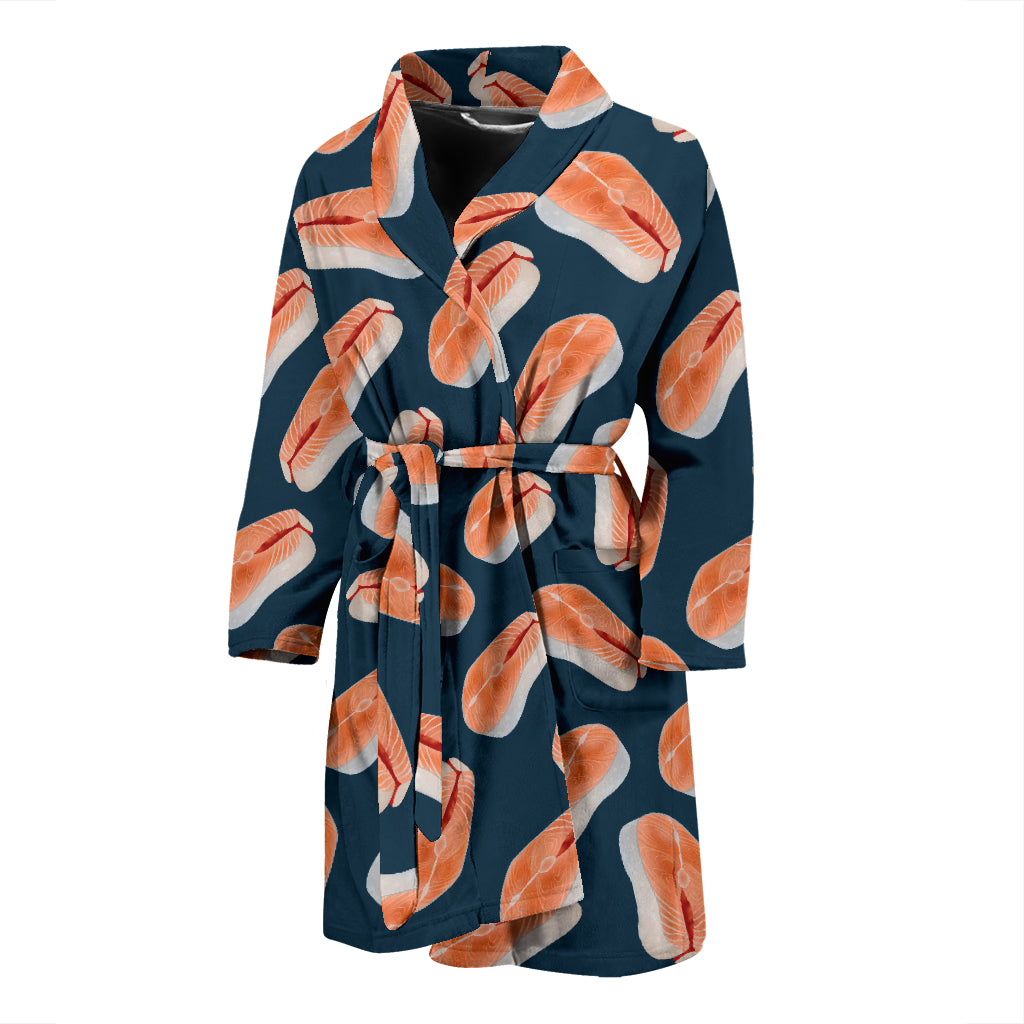 Salmon Steak Print Design LKS306 Men Bathrobe