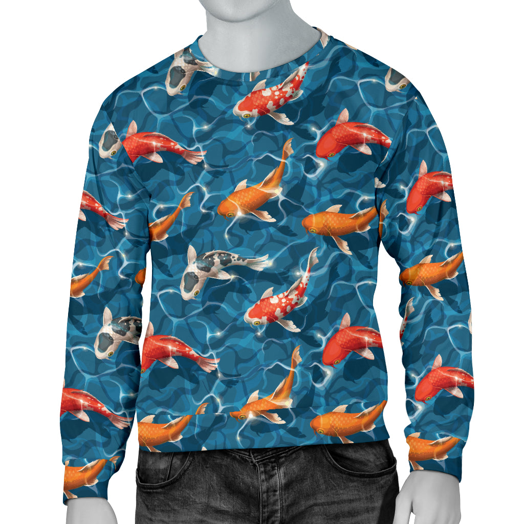 Koi Carp Water Design Themed Print Men Long Sleeve Sweatshirt