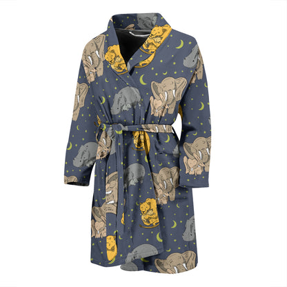 Safari Elephant Lion Print Design LKS303 Men Bathrobe