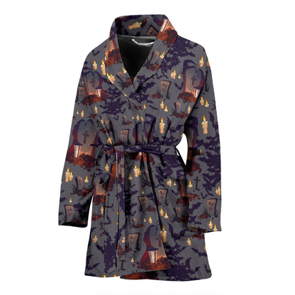 Creepy Graveyard Print Design LKS301 Women Bathrobe